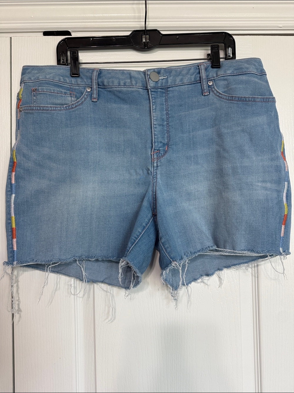 Seven7 Light Blue Jean Shorts with Rainbow Accents